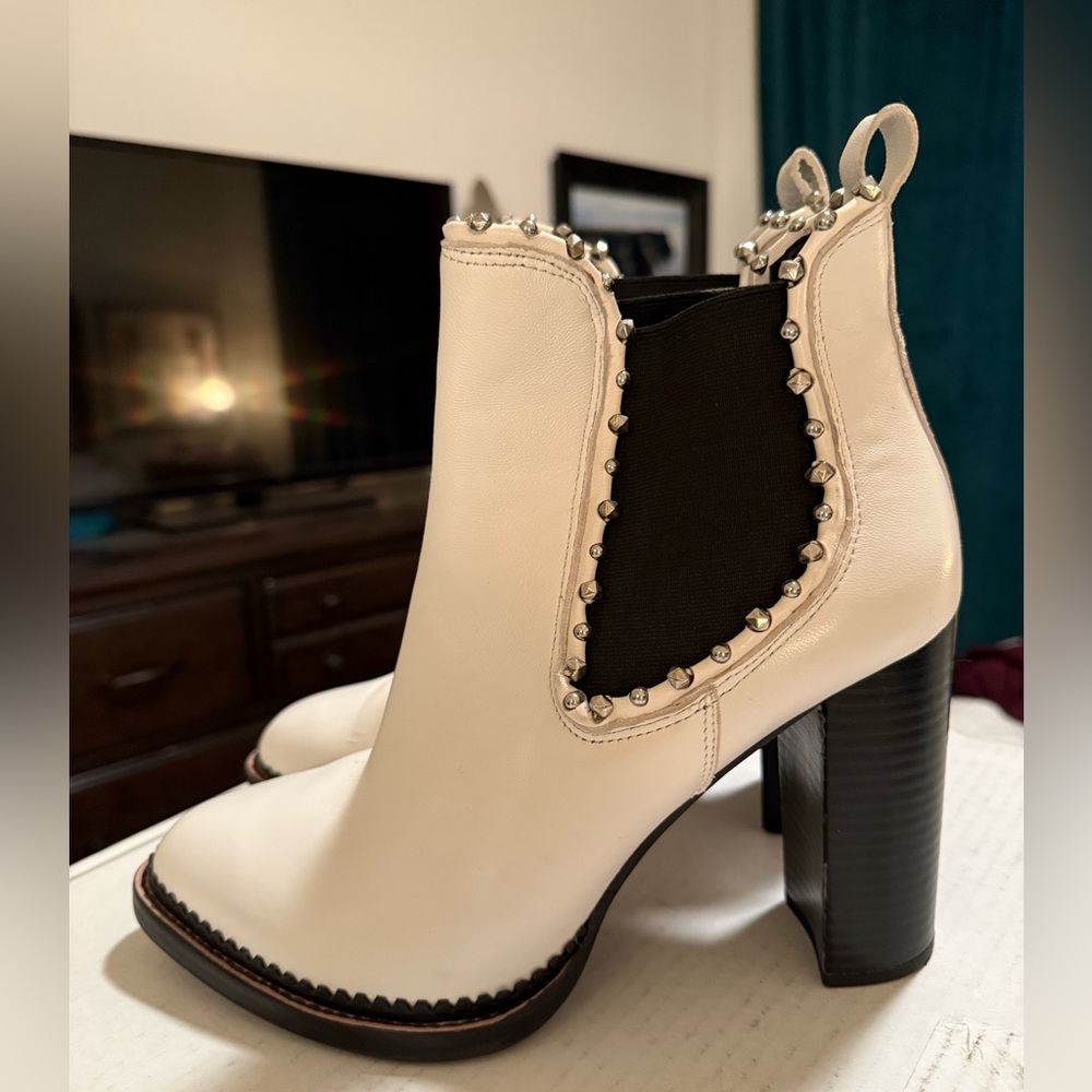 Sam Edelman White Studded Heeled Boots